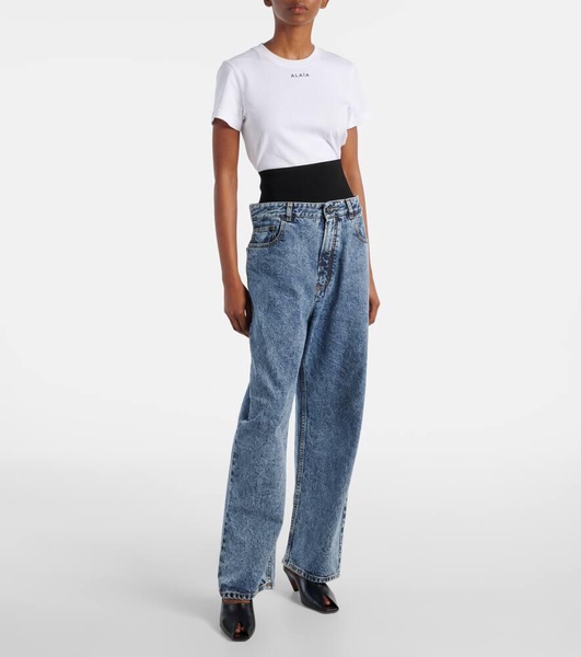 Knit Band straight jeans