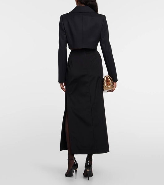 Stretch cady pencil midi skirt