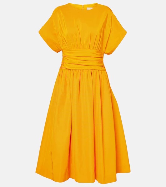 Gathered cotton-blend cocktail dress