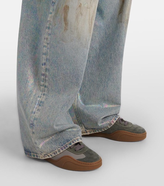 2023 coated mid-rise wide-leg jeans