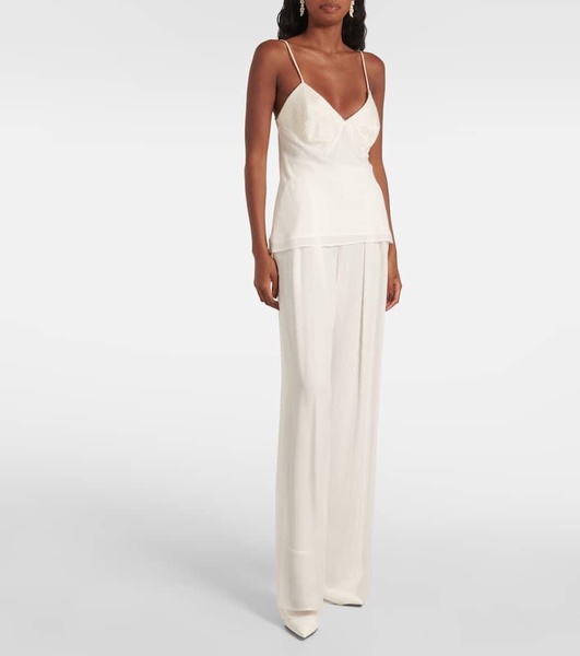 Bridal Lampo silk chiffon wide-leg pants