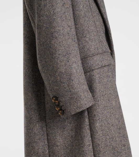 Double-breasted wool and silk-blend coat