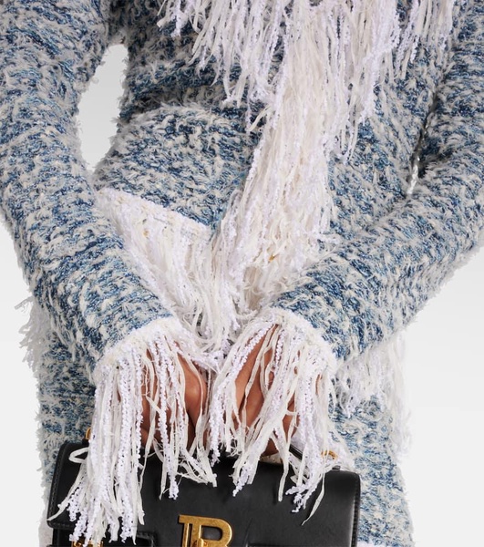 Fringed denim tweed jacket