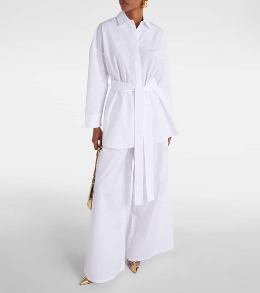 Tea belted cotton poplin blouse
