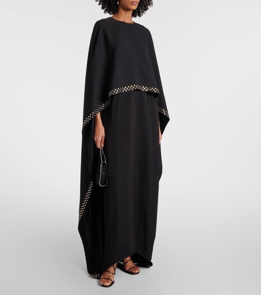 Embellished caped maxi dress