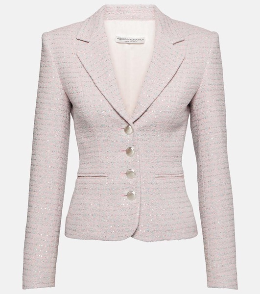 Sequined single-breasted tweed blazer