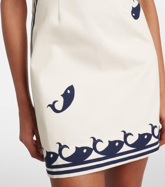 Marine printed cotton minidress