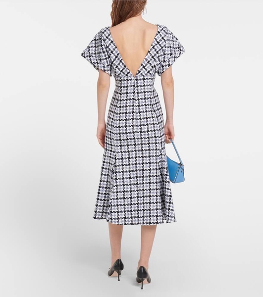 Houndstooth tweed midi dress
