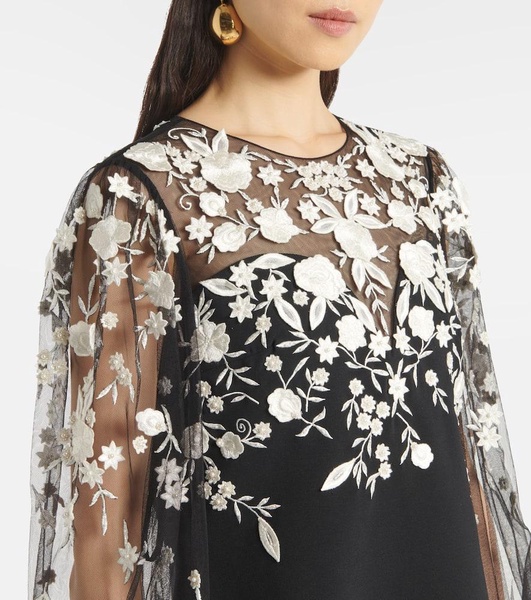 Embroidered puff-sleeve minidress