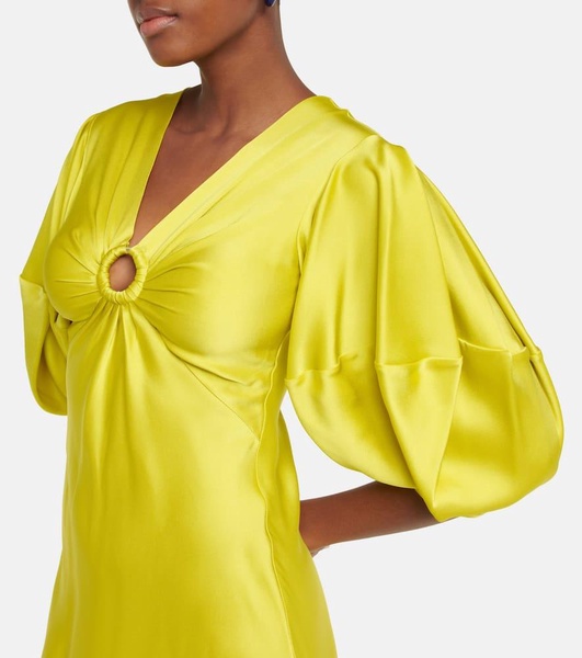 Deep V-neck satin maxi dress