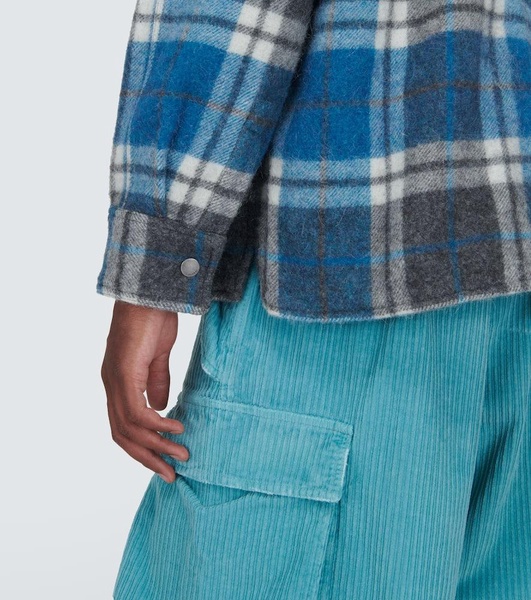 Checked wool and alpaca shirt jacket