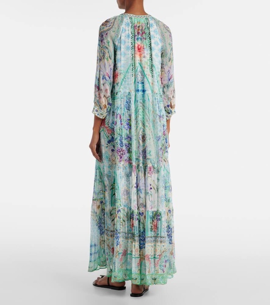 Crystal-embellished silk maxi dress