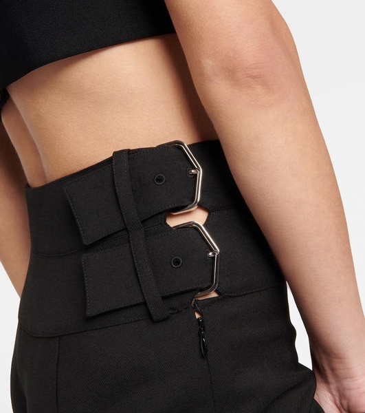 Belted straight wool pants