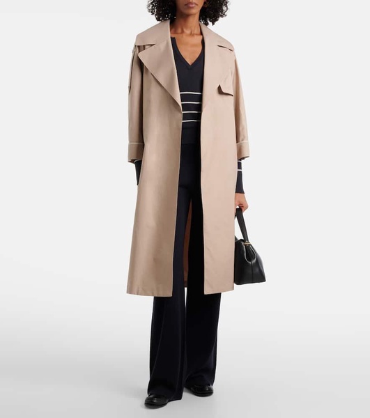 Oversized twill trench coat