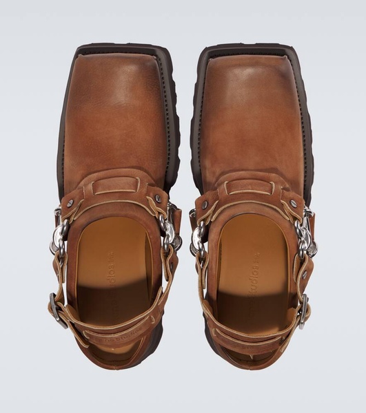 Leather slingback mules