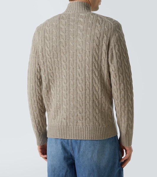 Cable-knit high-neck cashmere sweater
