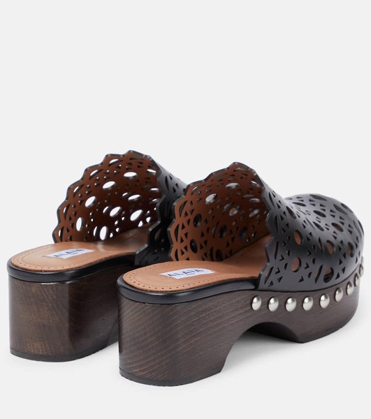 Laser-cut leather clogs