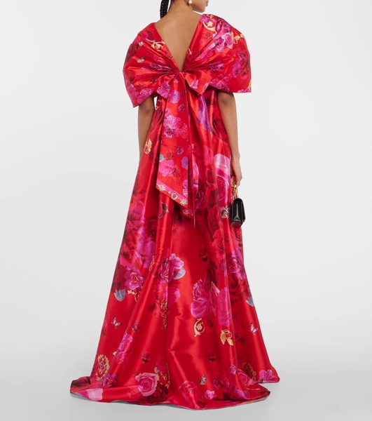 Poly bow-detail taffeta maxi dress