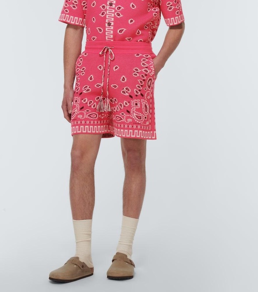 Bandana cotton-blend piqué shorts