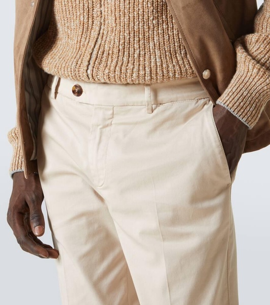 Mid-rise cotton-blend slim pants