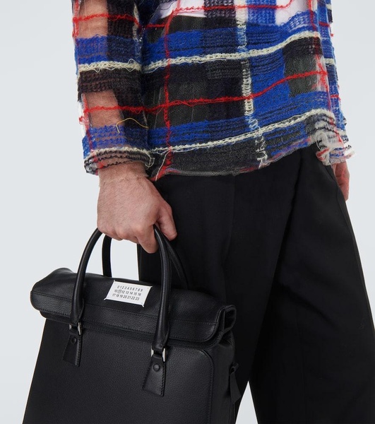 Distressed checked mohair-blend sweater