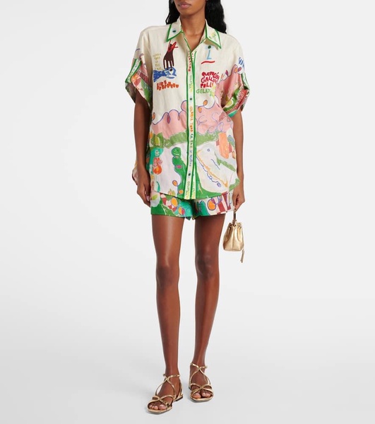 Nadia printed high-rise linen shorts
