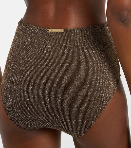 Dorit high-rise lamé bikini bottoms