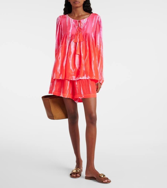 Printed silk shorts