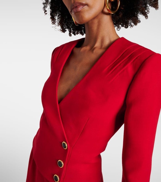 Pleated wool blazer