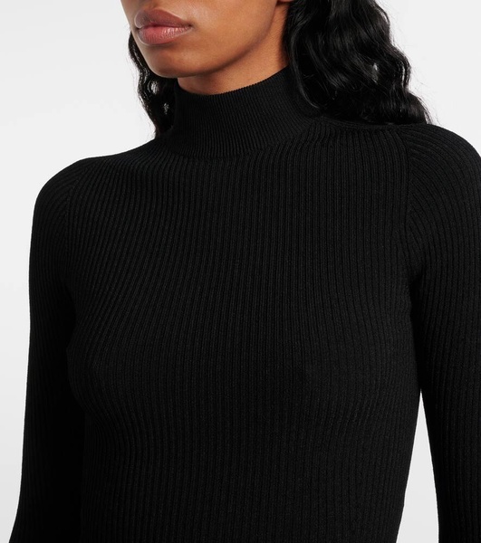 Ribbed-knit turtleneck bodysuit