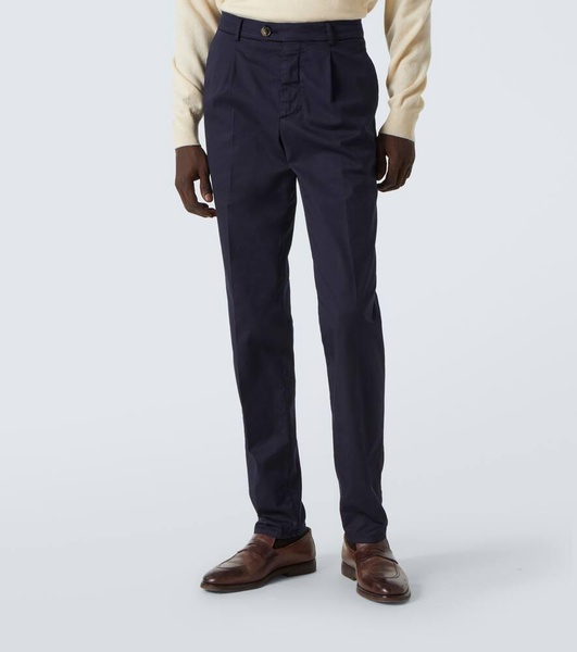 Cotton-blend gabardine slim pants