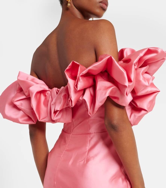 Ruffled off-shoulder gown