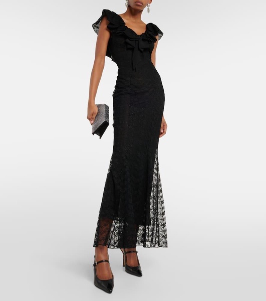 Bow-detail lace gown