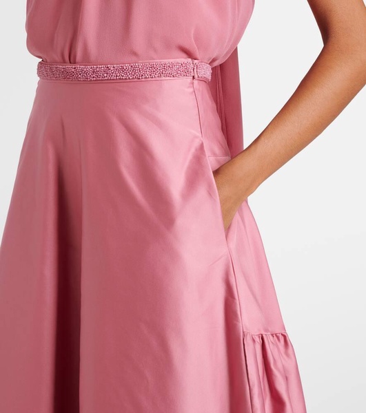 Elegante Brasile embellished satin maxi skirt