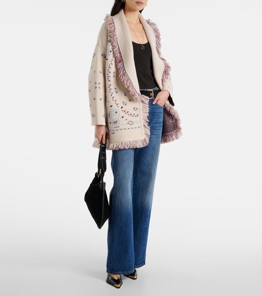 Bandana cashmere jacquard wrap cardigan