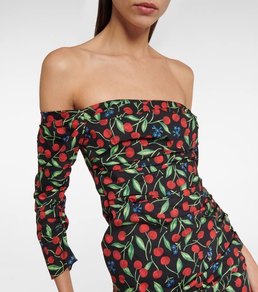 Off-shoulder cotton-blend midi dress