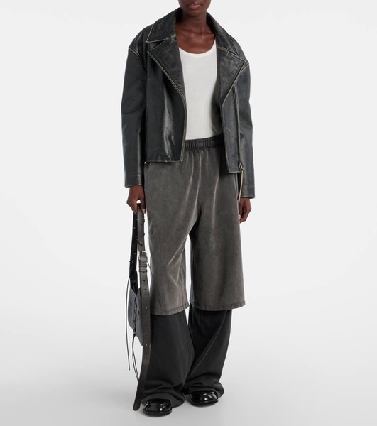 Layered cotton fleece sweatpants