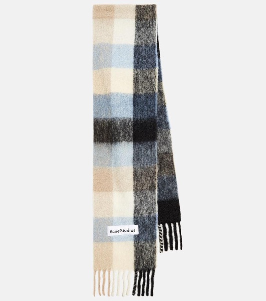 Checked alpaca and wool-blend scarf