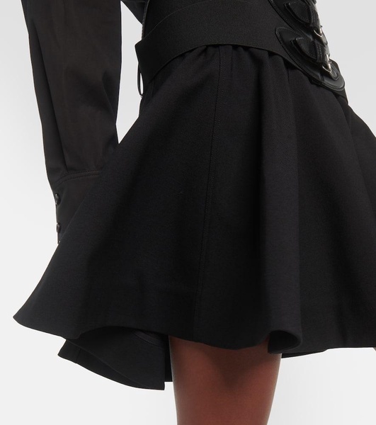 Belted wool miniskirt