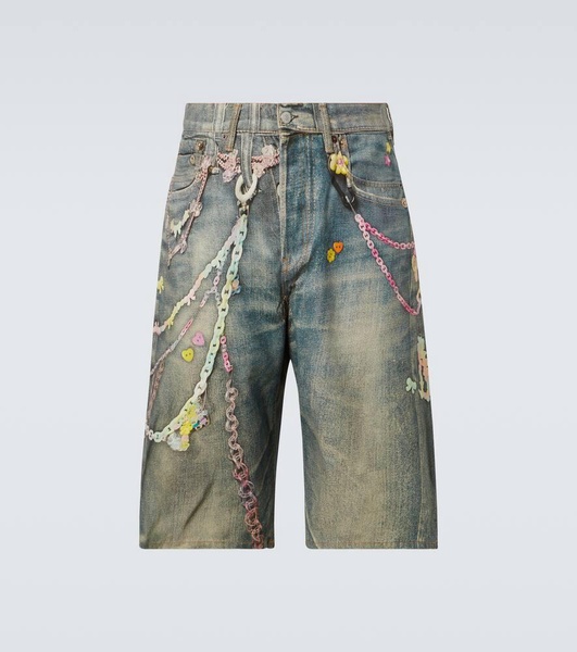 Trompe l'oeil denim shorts