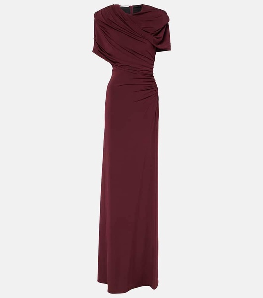 Draped open-back satin gown