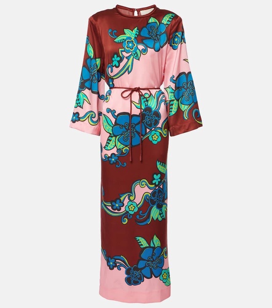 Printed silk satin maxi dress