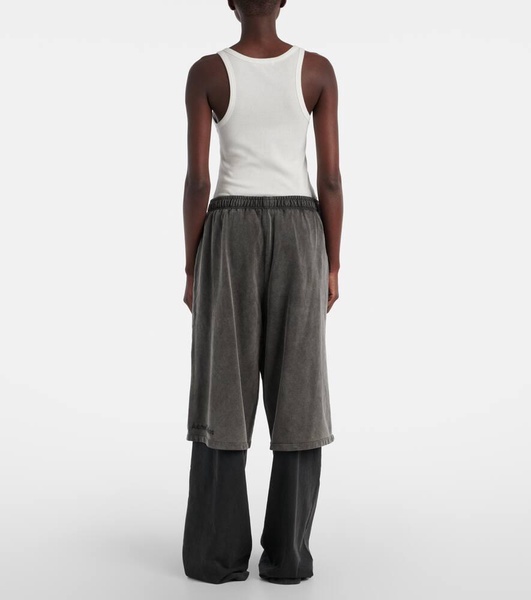 Layered cotton fleece sweatpants