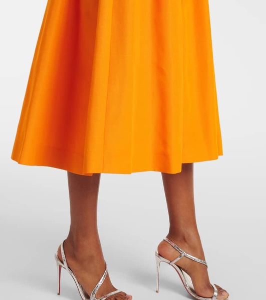 Gathered cotton-blend cocktail dress