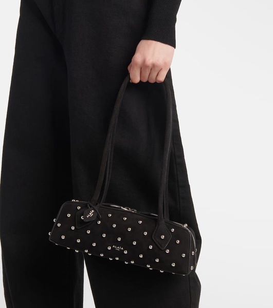 Le Teckel Small studded suede shoulder bag