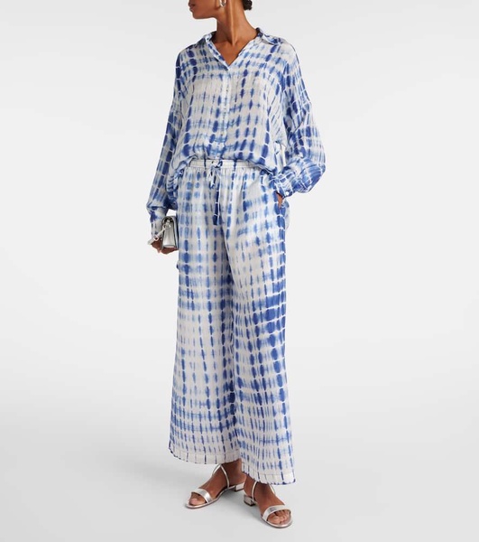 Tie-dye silk palazzo pants