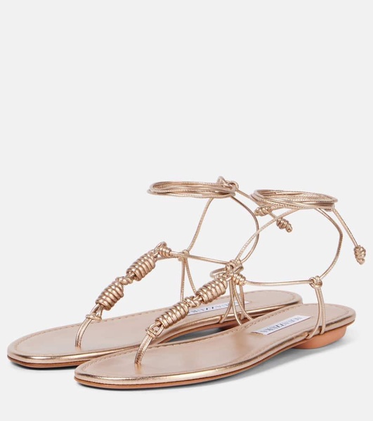 Oaxaca metallic leather thong sandals