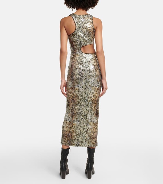Sequined cutout midi dress