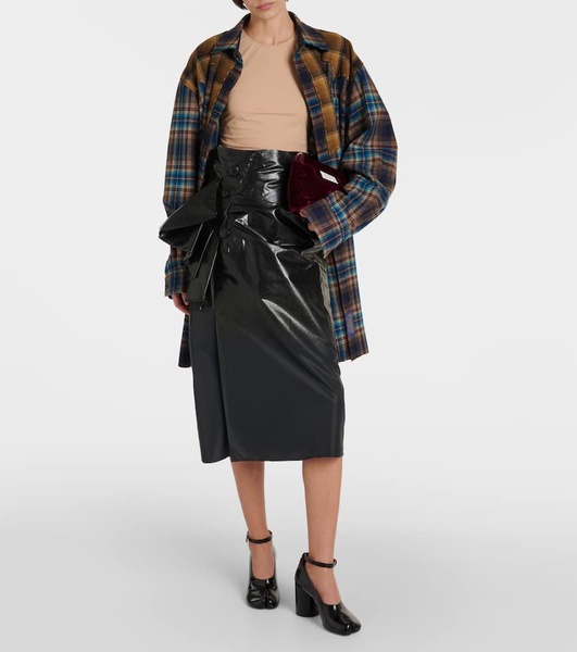 High-rise draped midi skirt