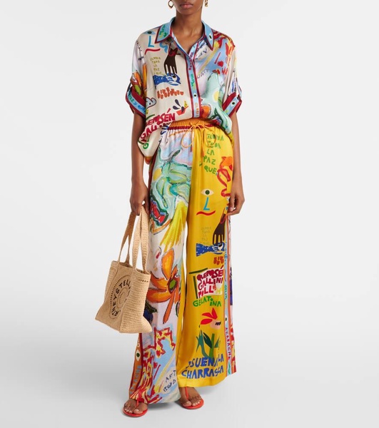 La Charrasca printed silk satin shirt